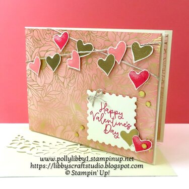 Valentine&#039;s Day Card with Banners of Hearts