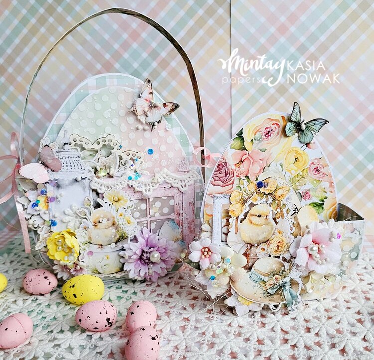 Easter baskets with &quot;Spring is here&quot; line and Decorative Vellum by Katarzyna Nowak