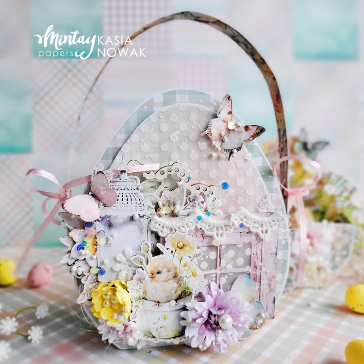 Easter baskets with &quot;Spring is here&quot; line and Decorative Vellum by Katarzyna Nowak