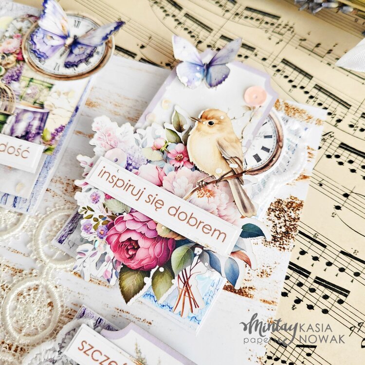 ATC cards with &quot;Lilac garden&quot; collection by Katarzyna Nowak