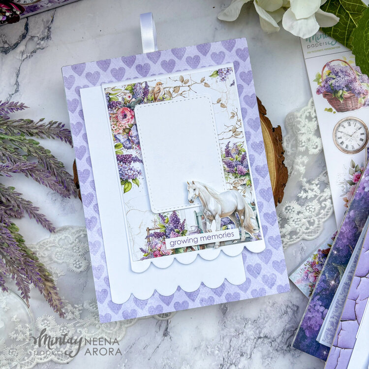 Mini album with &quot;Lilac garden&quot; collection by Neena Arora