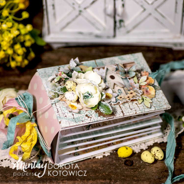 Dresser with a hidden mini album with &quot;Spring is here&quot; line by Dorota Kotowicz