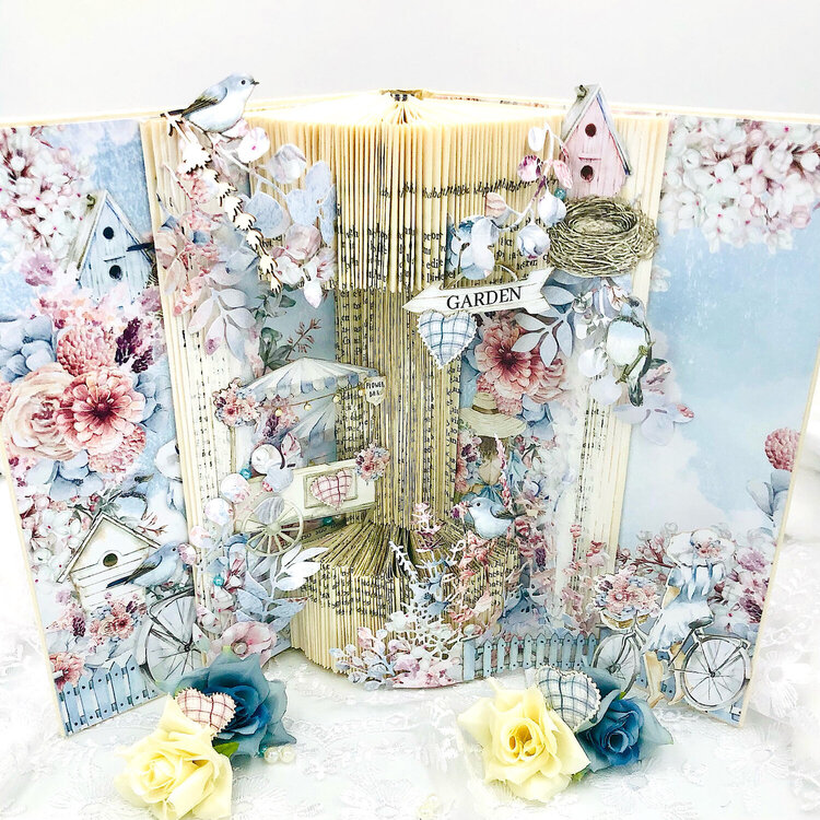 Altered book with &quot;Elodie&quot; collection by Barbara Paterno