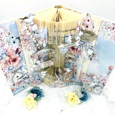 Altered book with "Elodie" collection by Barbara Paterno