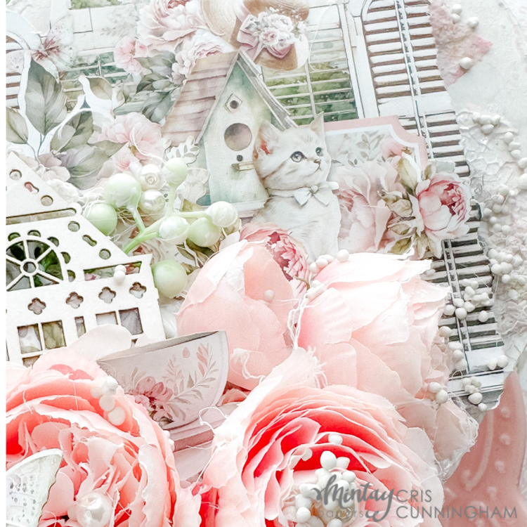 Heart decor with &quot;Peony garden&quot; collection and Chippies by Cris Cunningham