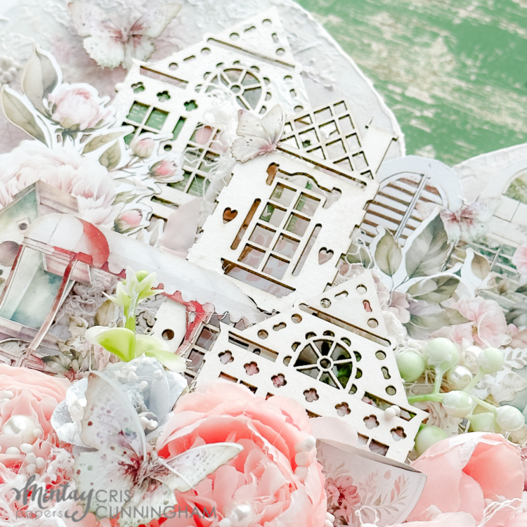 Heart decor with &quot;Peony garden&quot; collection and Chippies by Cris Cunningham