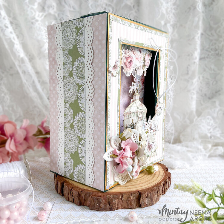 Shadow box with &quot;Peony garden&quot; collection by Neena Arora
