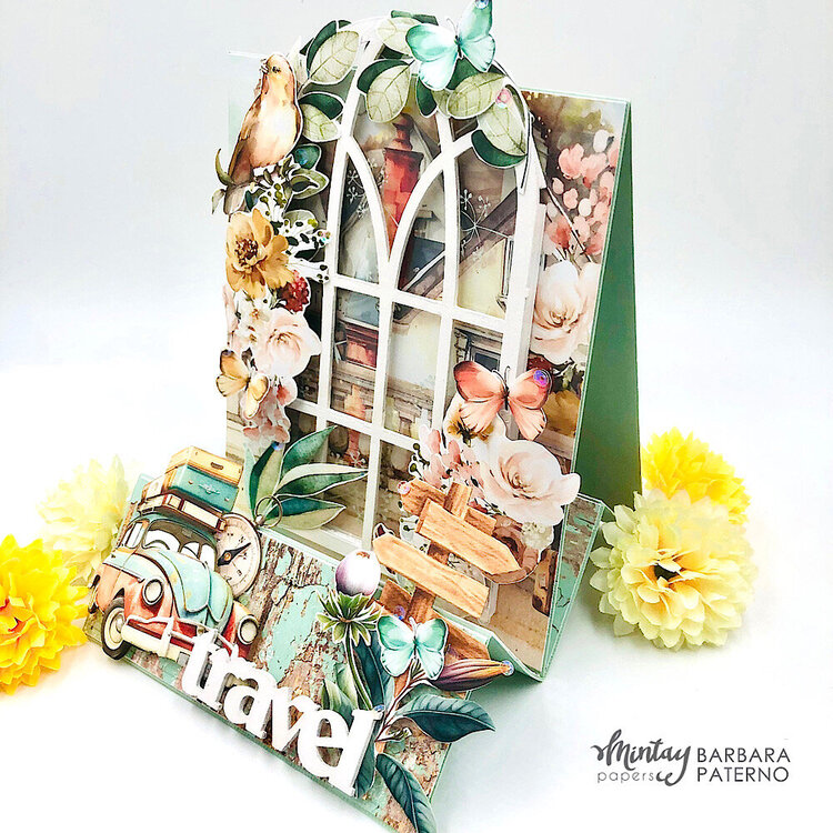 Set of pop up card with a bag with &quot;Places we go&quot; line by Barbara Paterno