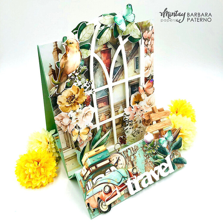 Set of pop up card with a bag with &quot;Places we go&quot; line by Barbara Paterno