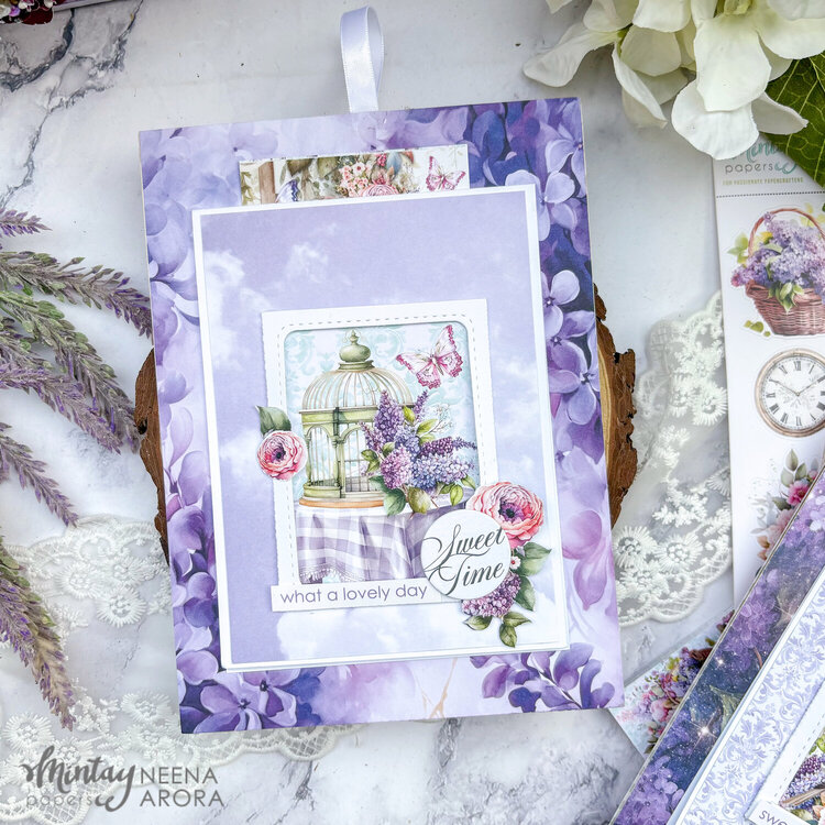 Mini album with &quot;Lilac garden&quot; collection by Neena Arora