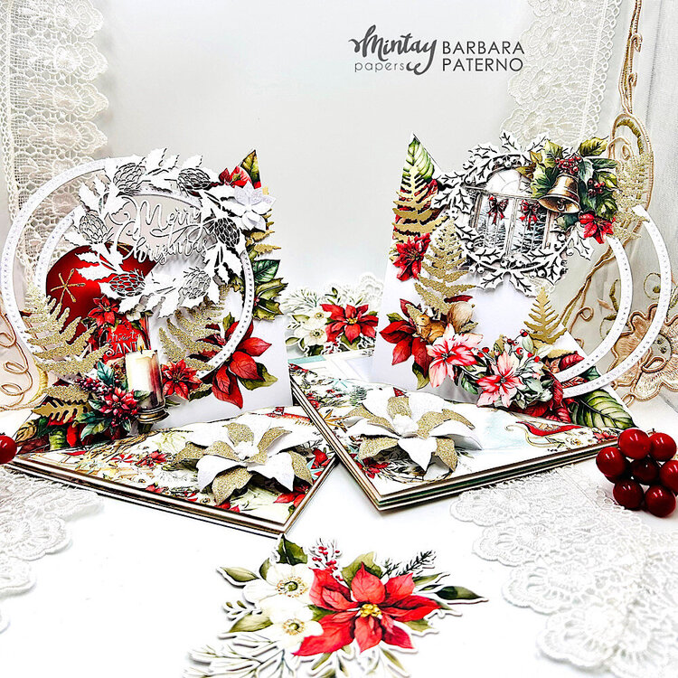 Easel cards with &quot;White christmas&quot; collection and Chippies by barbara Paterno