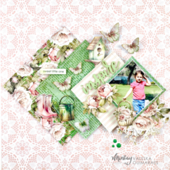 Layout with "Peony garden" collection by Valeska Guimaraes