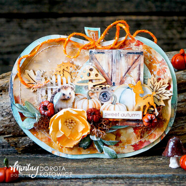 Pumpkin shaped card with Autumn Splendor line and Chippies by Dorota Kotowicz