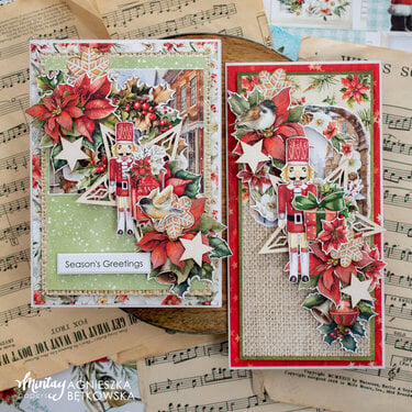 Cards with &quot;White christmas&quot; collection and Chippies by Agnieszka Btkowska
