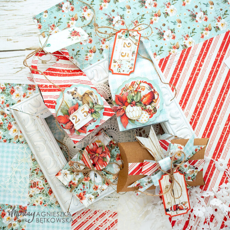 Christmas gift boxes with &quot;White christmas&quot; collection by Agnieszka Btkowska