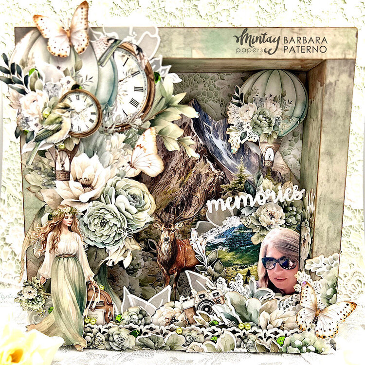 Shadow box with &quot;Rustic charms&quot; and &quot;The great outdoors&quot; lines by Barbara Paterno