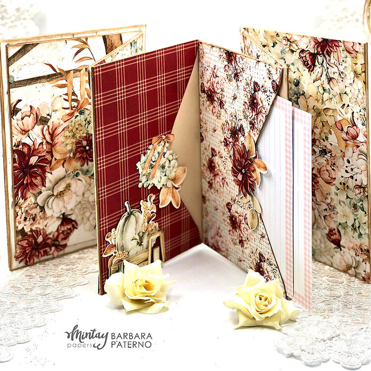 Autumn house with mini album with &quot;Golden days&quot; collection by Barbara Paterno