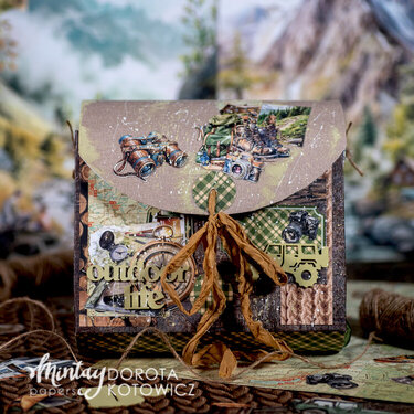 Album in a backpack box with "The great outdoors" collection by Dorota Kotowicz