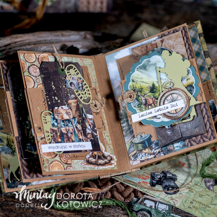 Album in a backpack box with &quot;The great outdoors&quot; collection by Dorota Kotowicz
