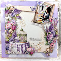 Layout with "Lilac garden" collection and Kreativa Stencil by Barbara Paterno