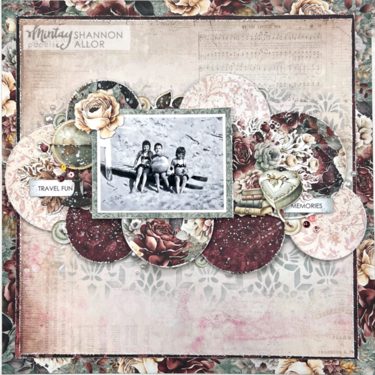 Layout with &quot;Antique shop&quot; collection and Kreativa Stencil by Shannon Allor