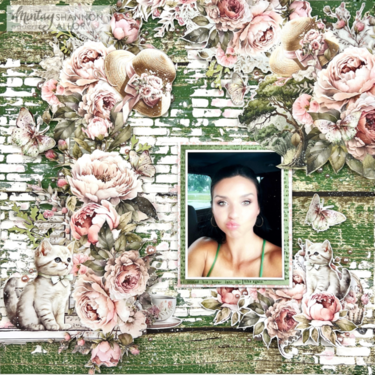Layout with &quot;Peony garden&quot; collection and Kreativa Stencil by Shannon Allor