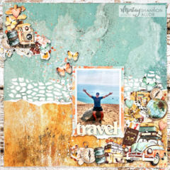 Layout wirh "Places we go" collection and Kreatova Stencil by Shannon Allor