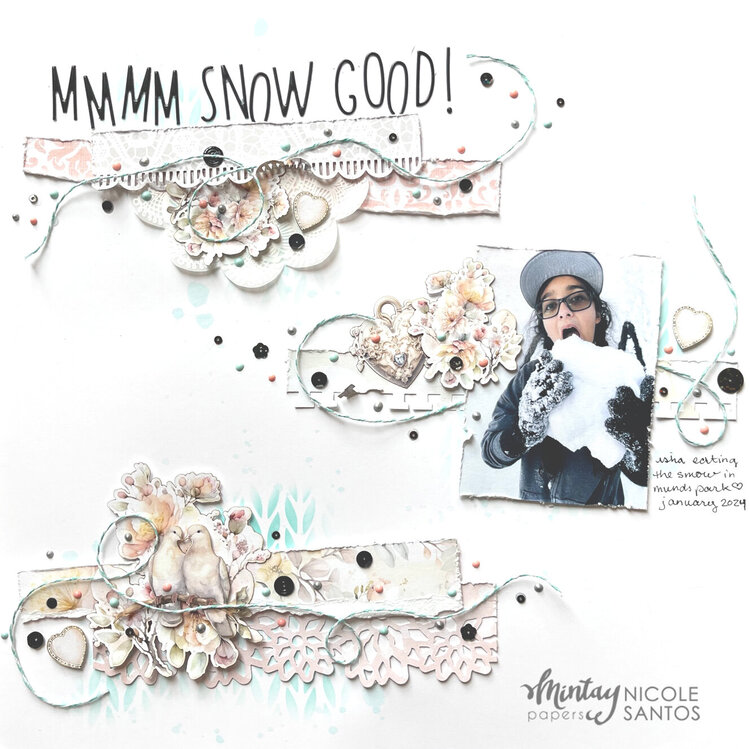 Winter layout with &quot;Always &amp; Forever&quot; collection and Stencil by Nicole Santos