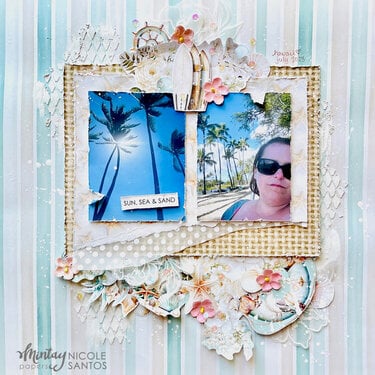 Layout with &quot;Coastal memories&quot; collection and Kreativa Stencil by Nicole Santos