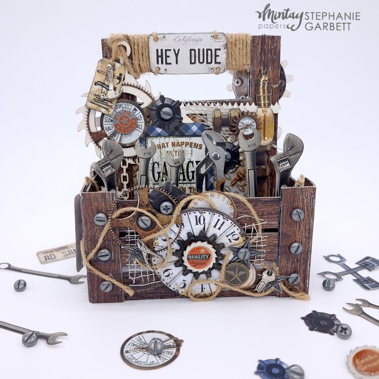 Toolbox pop up card with &quot;Garage&quot; collection by Stephanie Garbett