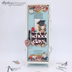 Mini album in a locker with "School days" line by Stephanie Garbett