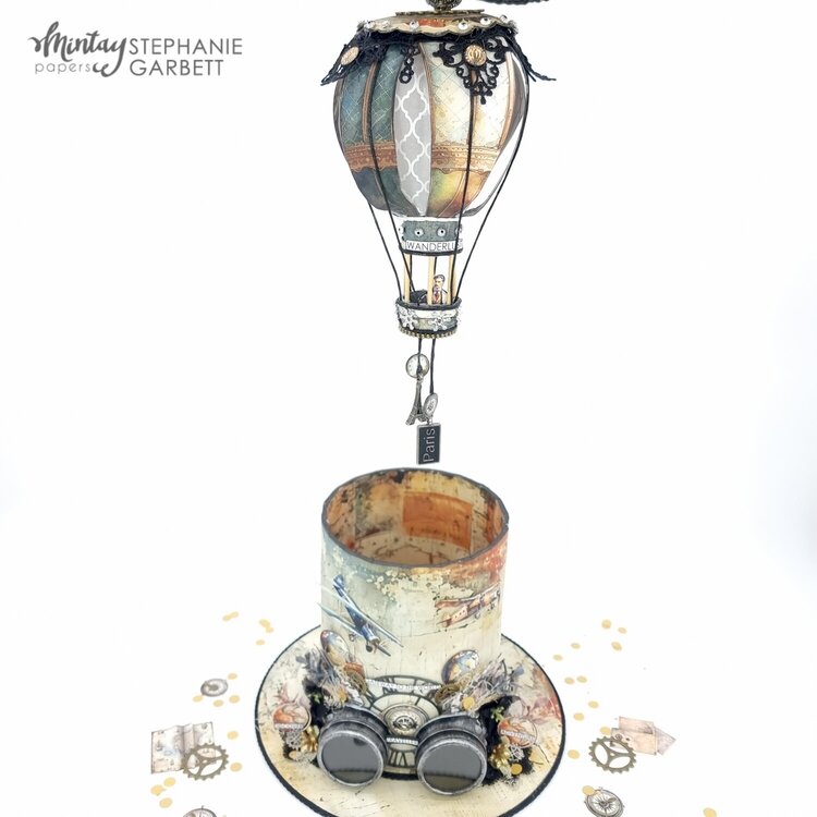 Top hat with surprise inside with &quot;Traveller&quot; collection by Stephanie Garbett