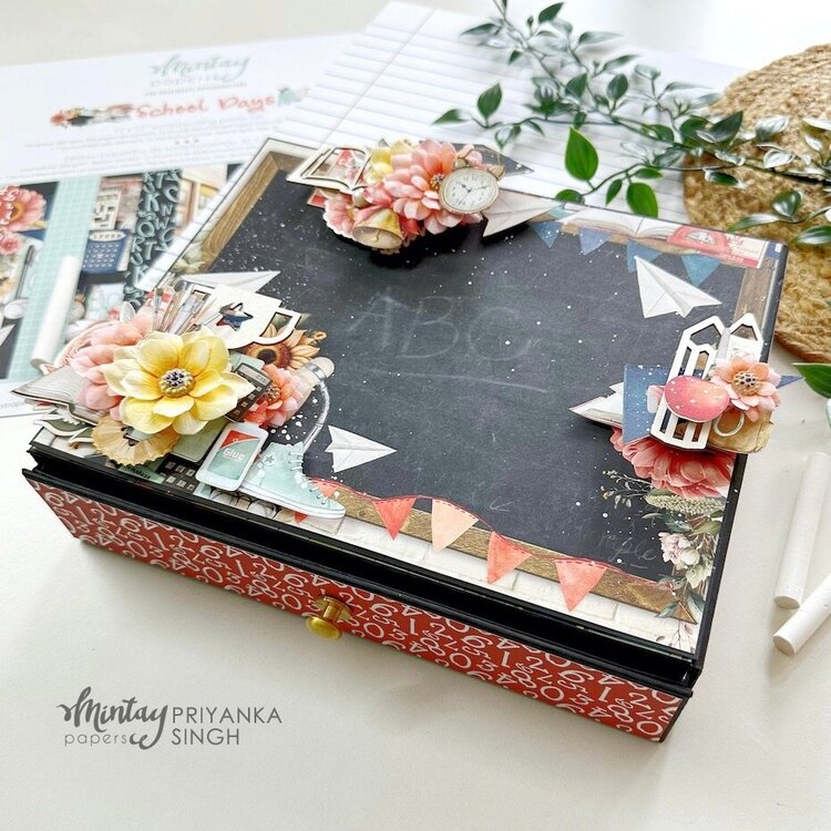 Easel box for school supplies with &quot;School days&quot; line by Priyanka Singh
