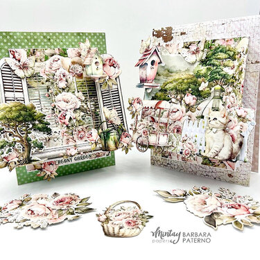 Pop up cards with "Peony garden" line by Barbara Paterno