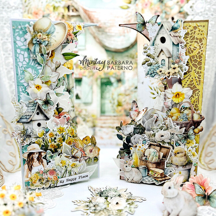 Cards with &quot;Spring is here&quot; collection and Decorative Vellum by Barbara Paterno