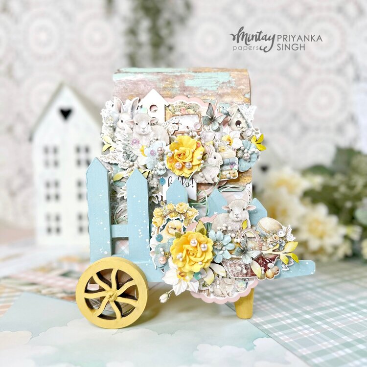 Spring cart with mini album with &quot;Spring is here&quot; collection by Priyanka Singh