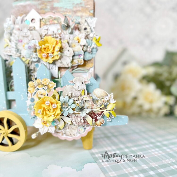 Spring cart with mini album with &quot;Spring is here&quot; collection by Priyanka Singh