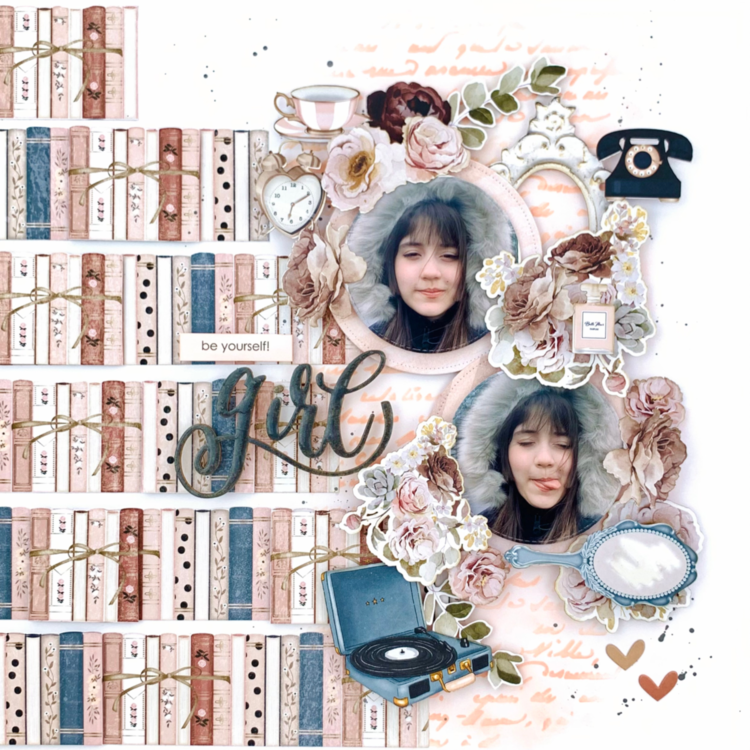 Layout with &quot;Her story&quot; line, Chippies and &quot;Handwritten&quot; Stencil by Valeska Guimaraes