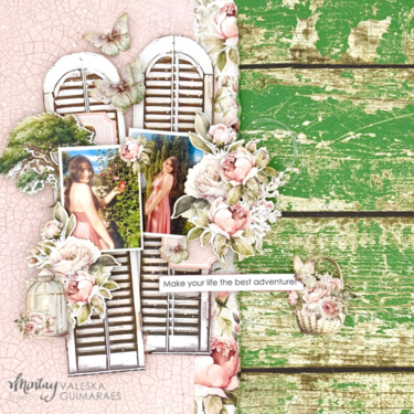 Layout with &quot;Peony garden&quot; collection by Valeska Guimaraes