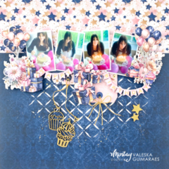 Layout with "Happy birthday" collection and Chippies by Valeska Guimaraes