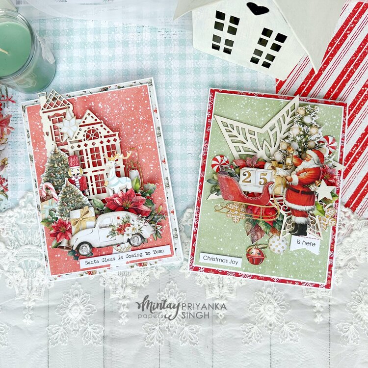 Pop up cards with &quot;White christmas&quot; line and Chippies by Priyanka Singh
