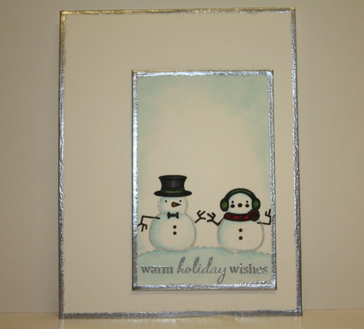 Silver edged snowman card