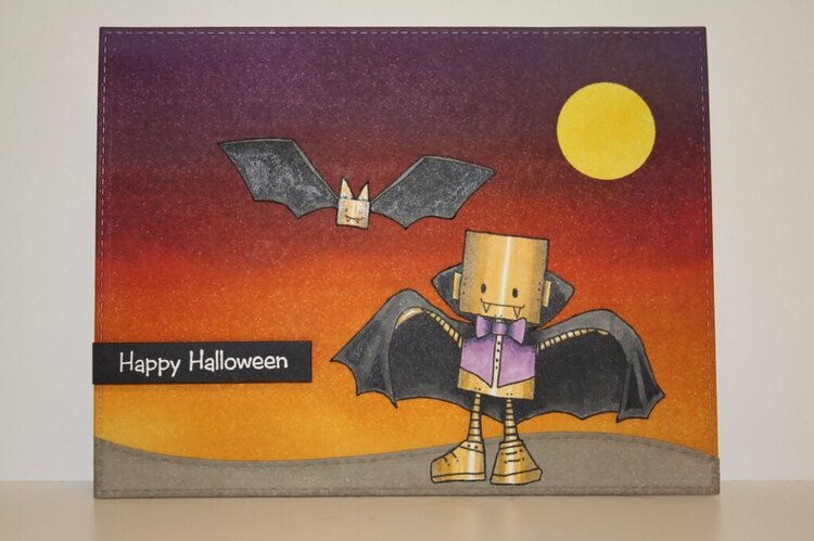 Gold robot Halloween card