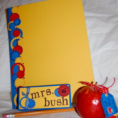 Altered Notebook, Dry Eraser and Apple Tag