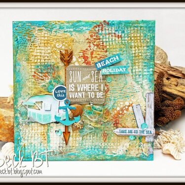 Mixed Media Beach inspired board by Beck Beattie