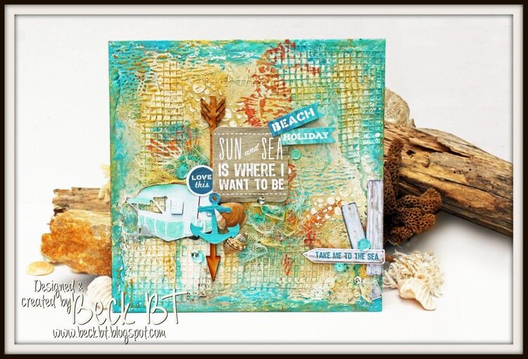 Mixed Media Beach inspired board by Beck Beattie