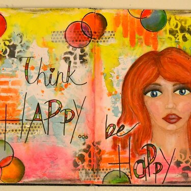 Think HappyBe Happy Mixed Media Art Journal by Keri Sallee