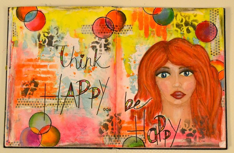 Think HappyBe Happy Mixed Media Art Journal by Keri Sallee