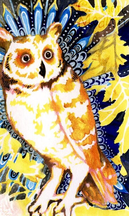 Owl Index Card Art by Carmen Medlin  **The Crafters Workshop