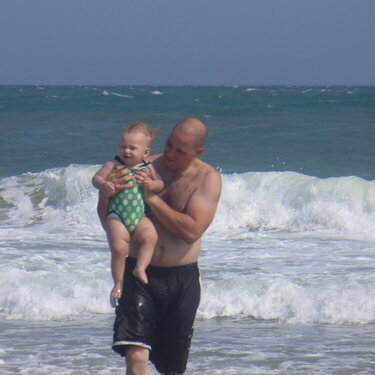 Daddy and Eva at the beach